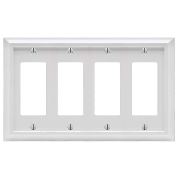 Deerfield 4 Gang Rocker Composite Wall Plate - White