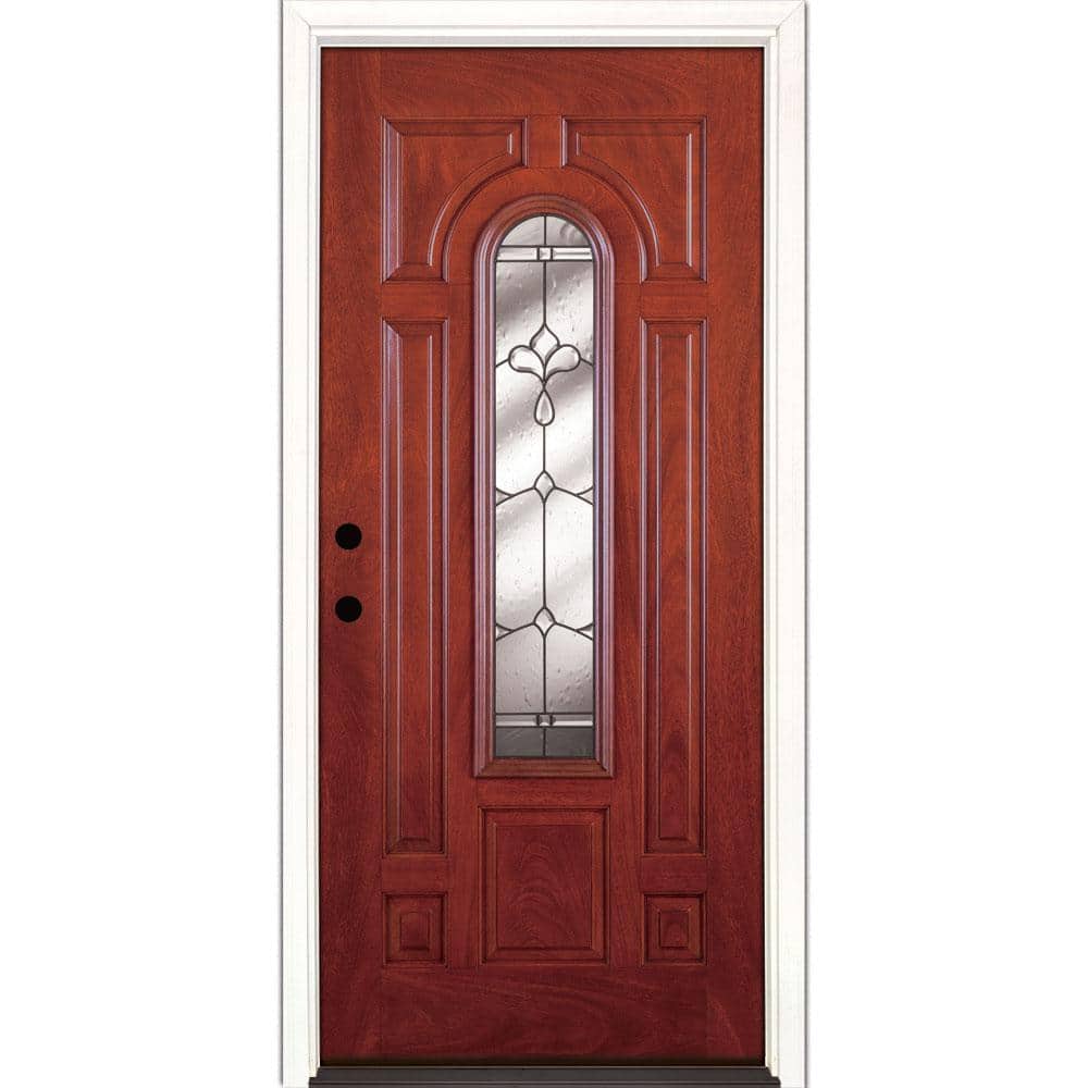 37.5 in. x 81.625 in. Carmel Patina Center Arch Lite Stained Cherry Mahogan