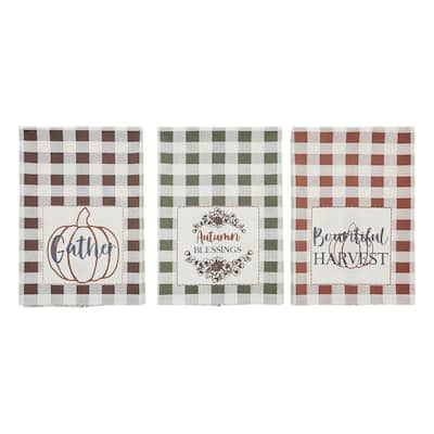 VHC BRANDS Bountifall Multi Colored Seasonal Plaid Harvest Pumpkin Muslin  Cotton Kitchen Towel Set (Set of 3) 84058 - The Home Depot