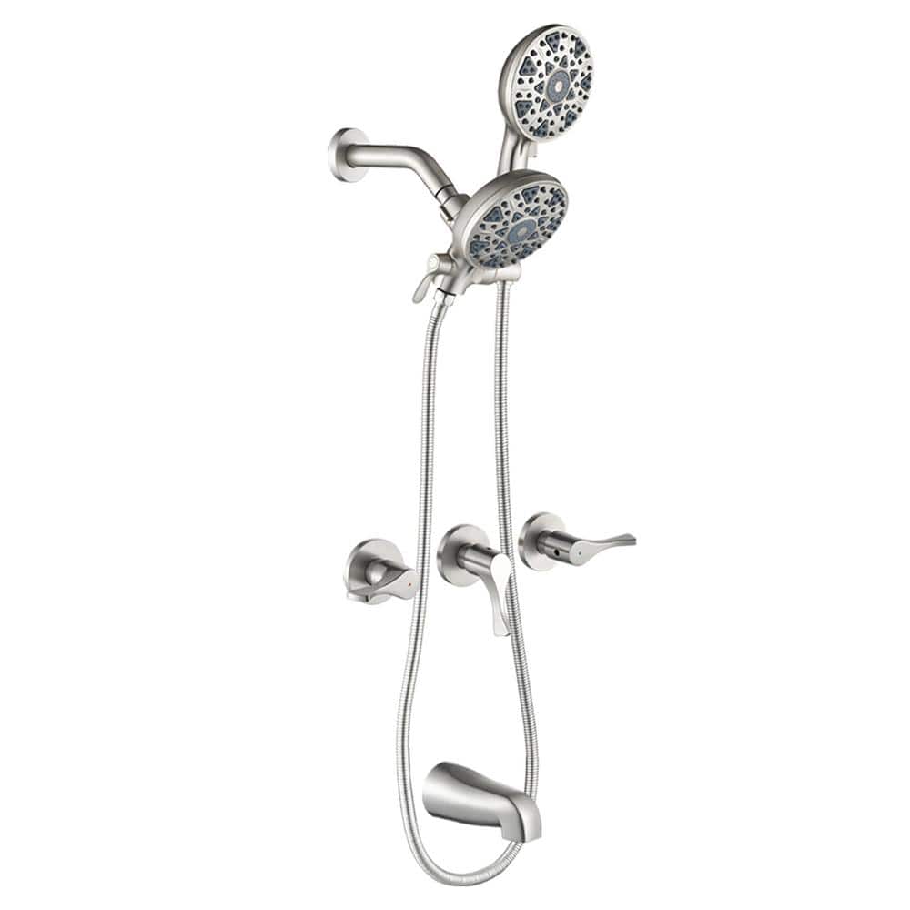 Triple Handle 6-Spray Tub and Shower Faucet 1.8 GPM Brass Wall Mount Shower Trim Kit in. Brushed Nickel Valve Included price history on PriceWatchPro