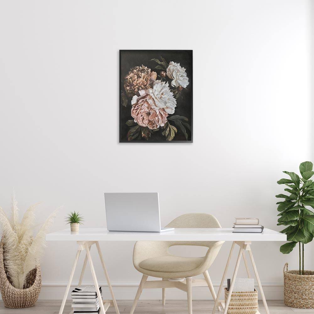 Moody Peonies on Black by Arlington Prints Black Framed Nature Giclee Art Print 30 in. x 24 in. price history on PriceWatchPro