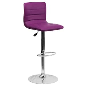 Adjustable Height Purple Cushioned Bar Stool