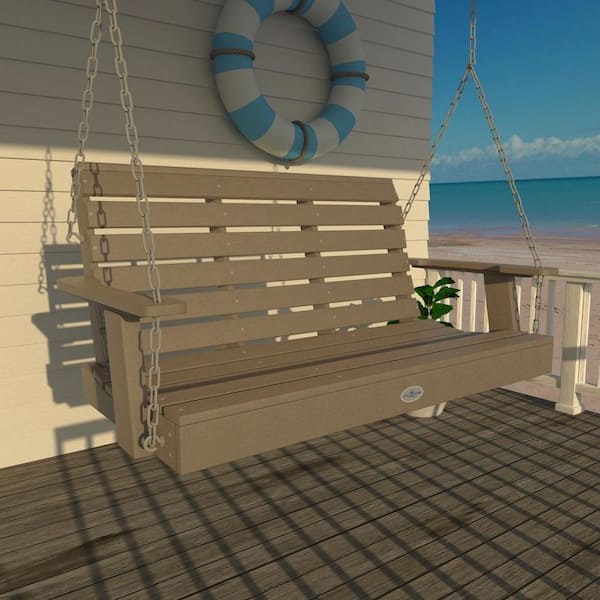 Highwood Riverside 4ft. 2-Person Cabana Tan Recycled Plastic Porch Swing