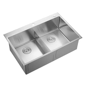 eModernDecor Drop-in Top Mount 16-Gauge Stainless Steel 23-1/2 in. x 18 in.  x 12 in. Single Bowl Kitchen Sink R2318T - The Home Depot