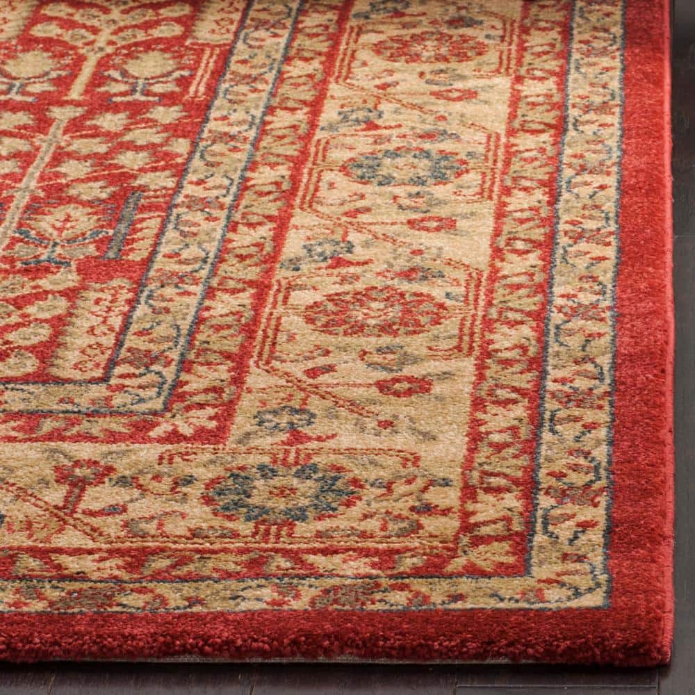 Red and Natural 9' x 12' Synthetic Reversible Oriental Area Rug