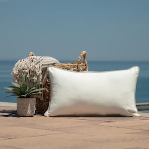 Oasis 24 in. Indoor/Outdoor Lumbar Pillow in Cloud White