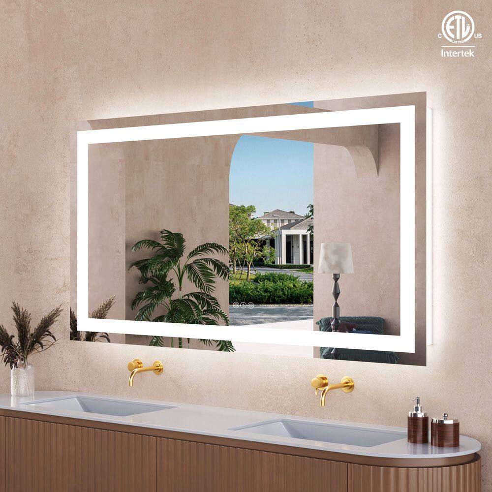 55 in. W x 30 in. H Small Rectangular Frameless LED Light Dimmable Anti-Fog wall mount Bathroom Vanity Mirror price history on PriceWatchPro