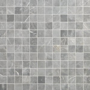 Marmo Grigio 12 in. x 12 in. Matte Marble Look Porcelain Mosaic Tile (1 Sq. Ft./Each)
