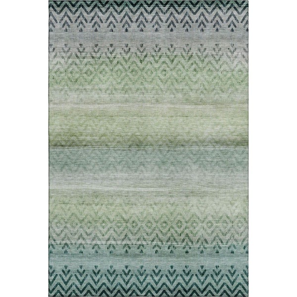 Mayfield Premium Machine Washable Abstract AMF2042 Teal 5 ft. x 7 ft. 6 in. Area Rug