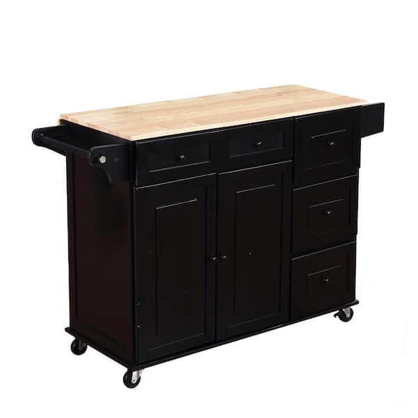 Unbranded Black Lockable Utility Kitchen Island with Drawer