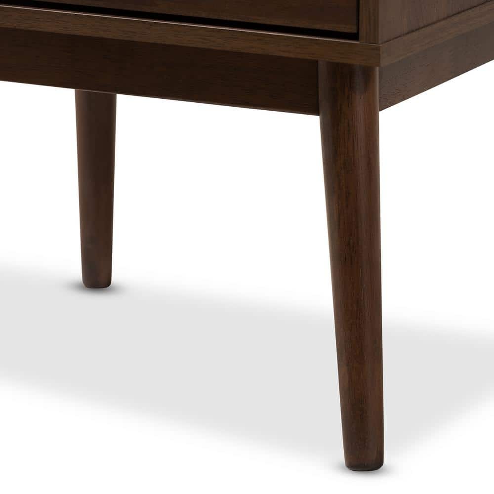 Disa Mid-Century Walnut Brown 1-Drawer Nightstand