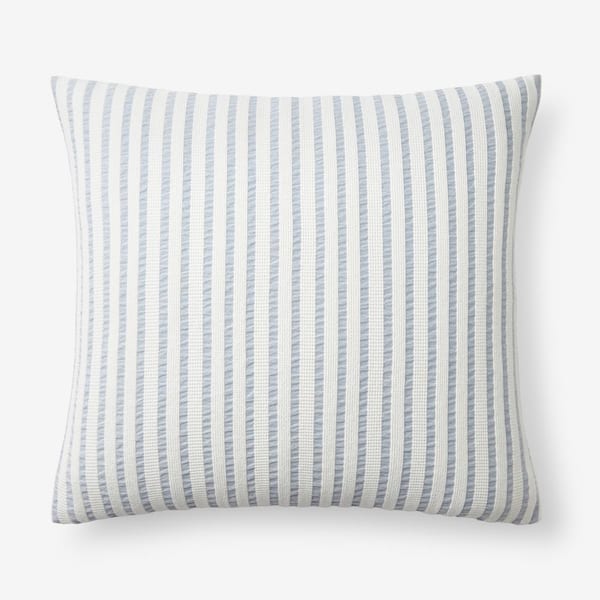 The Company Store Ruched Stripe Dusty Blue 20 in. x 20 in. Throw Pillow Cover