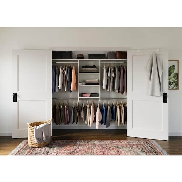 Hanging 60 in. W - 96 in. W White Wood Closet System
