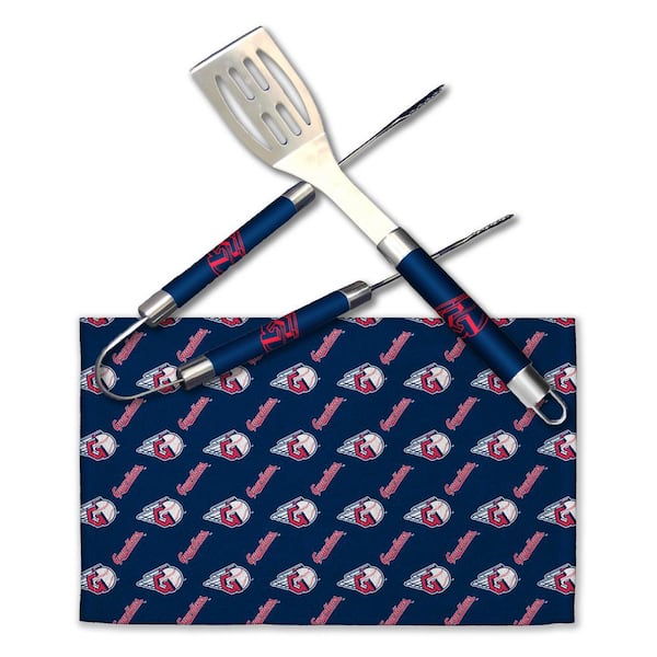 THE NORTHWEST GROUP MLB Guardians Stainless Steel BBQ Grilling Utensil Set Outdoor Kitchen Accessories