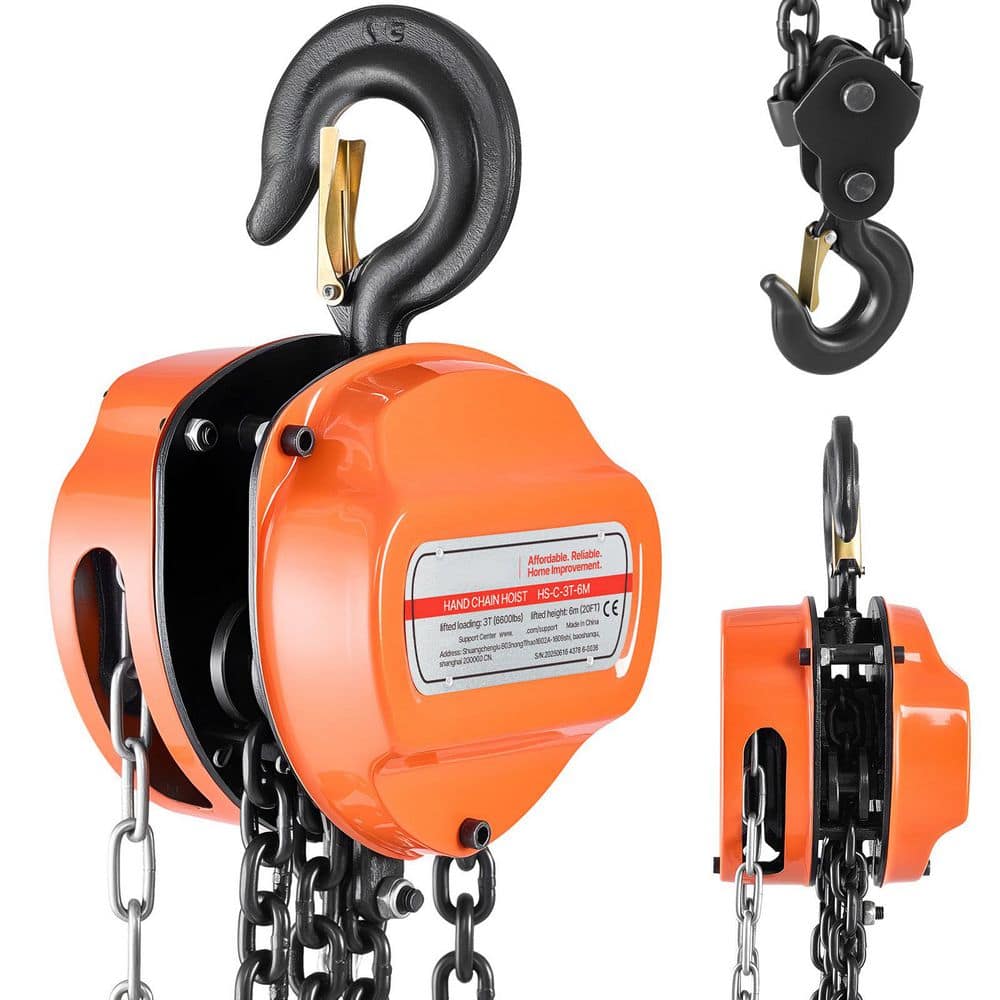 Hand Chain Hoist, 6600 lbs. Heavy Duty Pulley Hoist with G80 Galvanized Chain, 20 ft. Height, Orange, 2025 update price history on PriceWatchPro