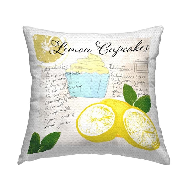 Lemon Cupcake Recipe Outdoor Printed Throw Pillow by Daniela Santiago