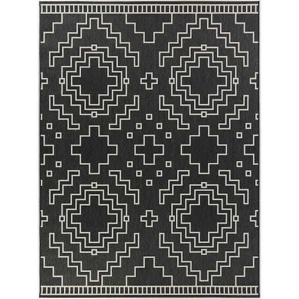BALTA Marton Charcoal Grey 7 ft. 10 in. x 10 ft. Geometric Indoor/Outdoor Area Rug