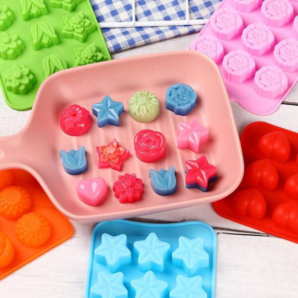 Esepony 15 Cavity Flower Shape Silicone Candy Baking Mold Ice Tray for Wedding, Festival, Parties and DIY Crafts, Multi-Color - image 5