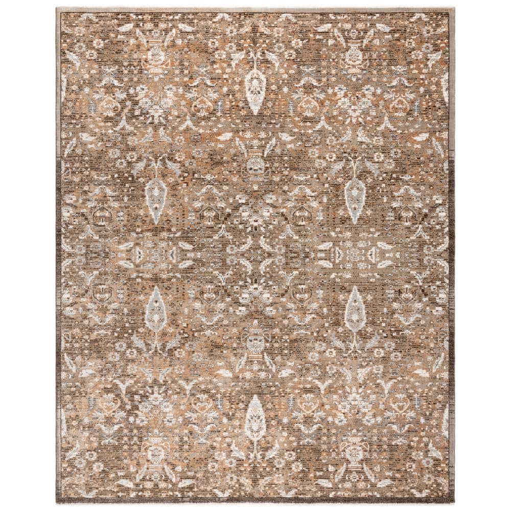 Gavi Brown and Beige Rectangular Synthetic Area Rug 9' x 12'
