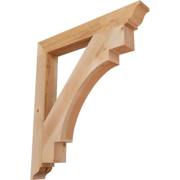 Ekena Millwork 3.5 in. x 36 in. x 32 in. Western Red Cedar Merced Traditional Smooth Bracket