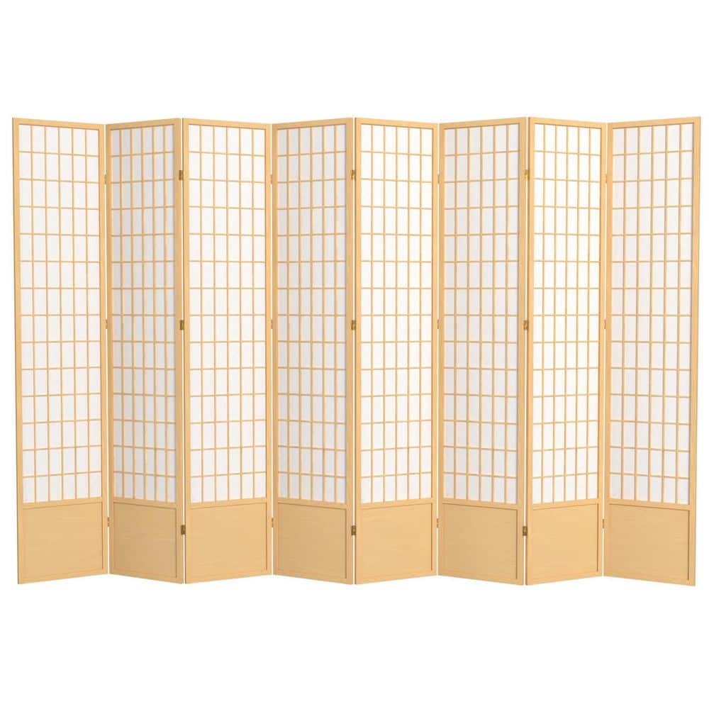 Natural Spruce Wood 7 ft Tall Shoji Screen with 8 Panels