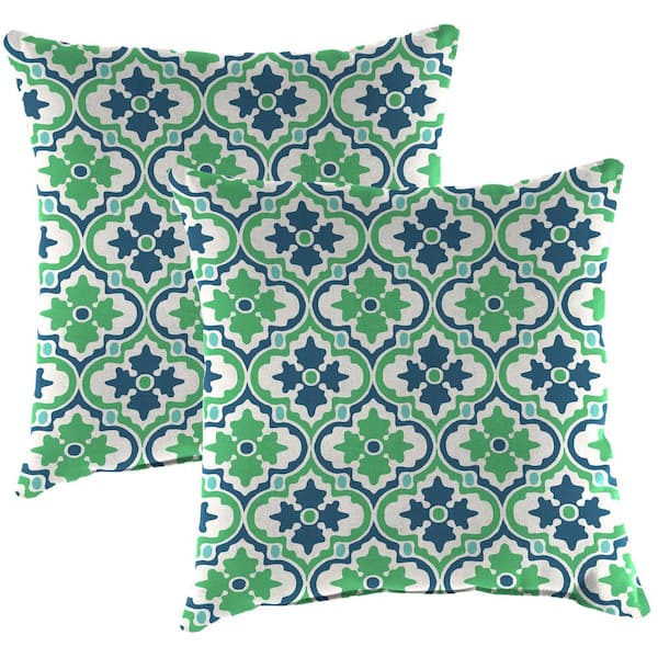 Jordan Manufacturing 16 in. L x 16 in. W x 4 in. T Outdoor Throw Pillow in Vesey Sea Mist (2-Pack)