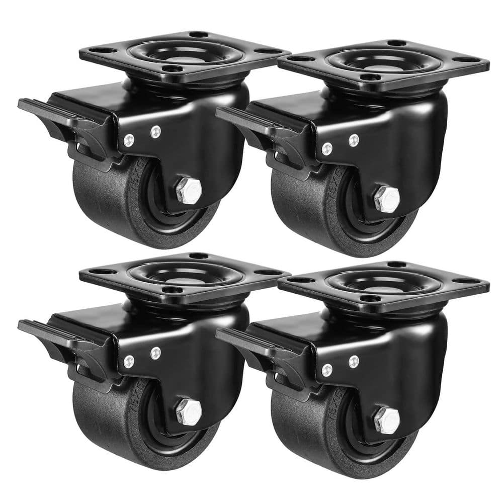 4-Pack Heavy Duty 3 in. Black Nylon Swivel Plate Casters with Brake, Low Gravity, 4400 lb. Load Rating price history on PriceWatchPro