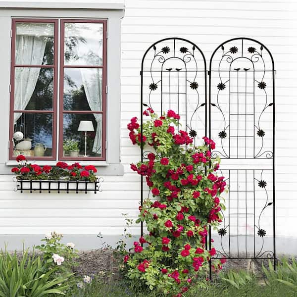 87 in. Metal Arched Trellis for Climbing Plants Outdoor Garden Support ...