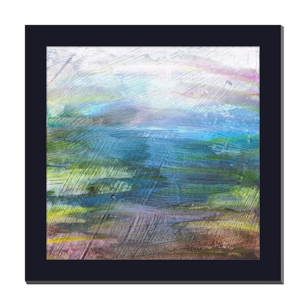 Unbranded Gallery-Grade Earth, Ocean And Sky Black Framed Acrylic Abstract Statement Wall Art 48 in. x 48 in.