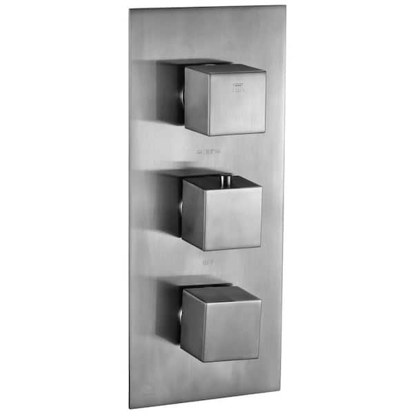 ALFI BRAND 3-Handle Shower Valve Mixer with Sleek Modern Design in Brushed Nickel
