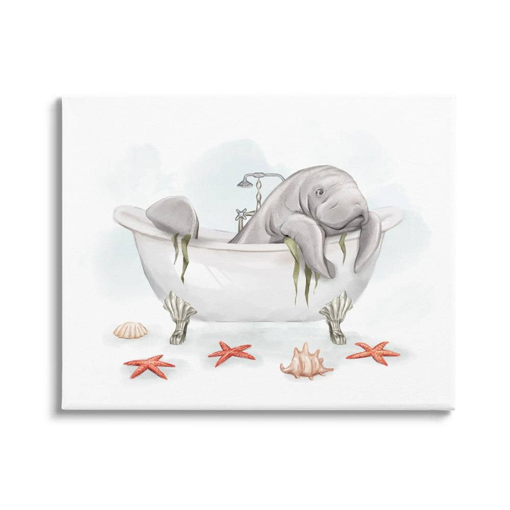 The Stupell Home Decor Collection Manatee Sea Life Swimming