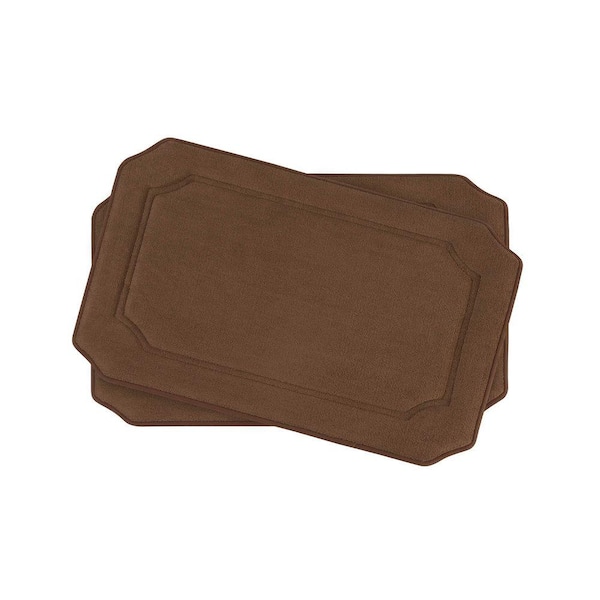 BounceComfort Walden Mocha 17 in. x 24 in. Memory Foam 2-Piece Bath Mat Set