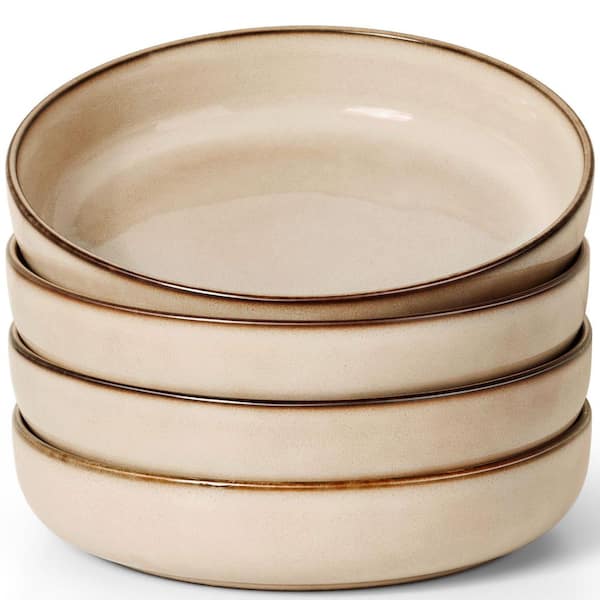 37 fl. oz. Brown Ceramic Salad, Dessert, Pasta and Soup Bowls for Kitchen, Microwave Dishwasher Safe (Set of 4)
