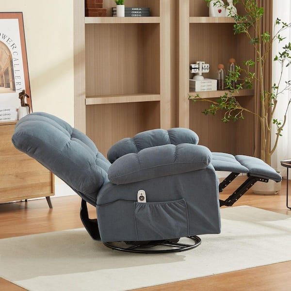 Z-joyee Blue Fabric Recliners Vibration Massage and Lumbar Heating