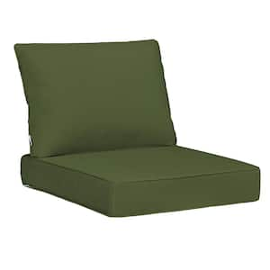 22.5 in. x 24.5 in. 19 in. x 22.5 in. 2-Piece Deep Seat Rectangle Outdoor Lounge Chair Cushion/Throw Pillow Set in Green