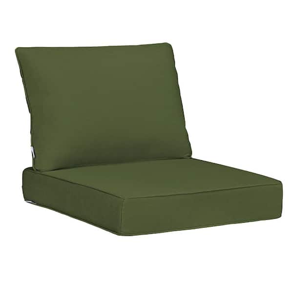 Uixe 22.5 in. x 24.5 in. 19 in. x 22.5 in. 2-Piece Deep Seat Rectangle Outdoor Lounge Chair Cushion/Throw Pillow Set in Green