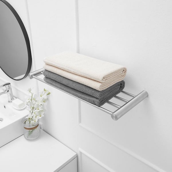 4-Bar Towel Rack Towel Shelf Wall Mounted Modern Hotel Style with Towel Bar Single Towel Rack in Brushed Nickel