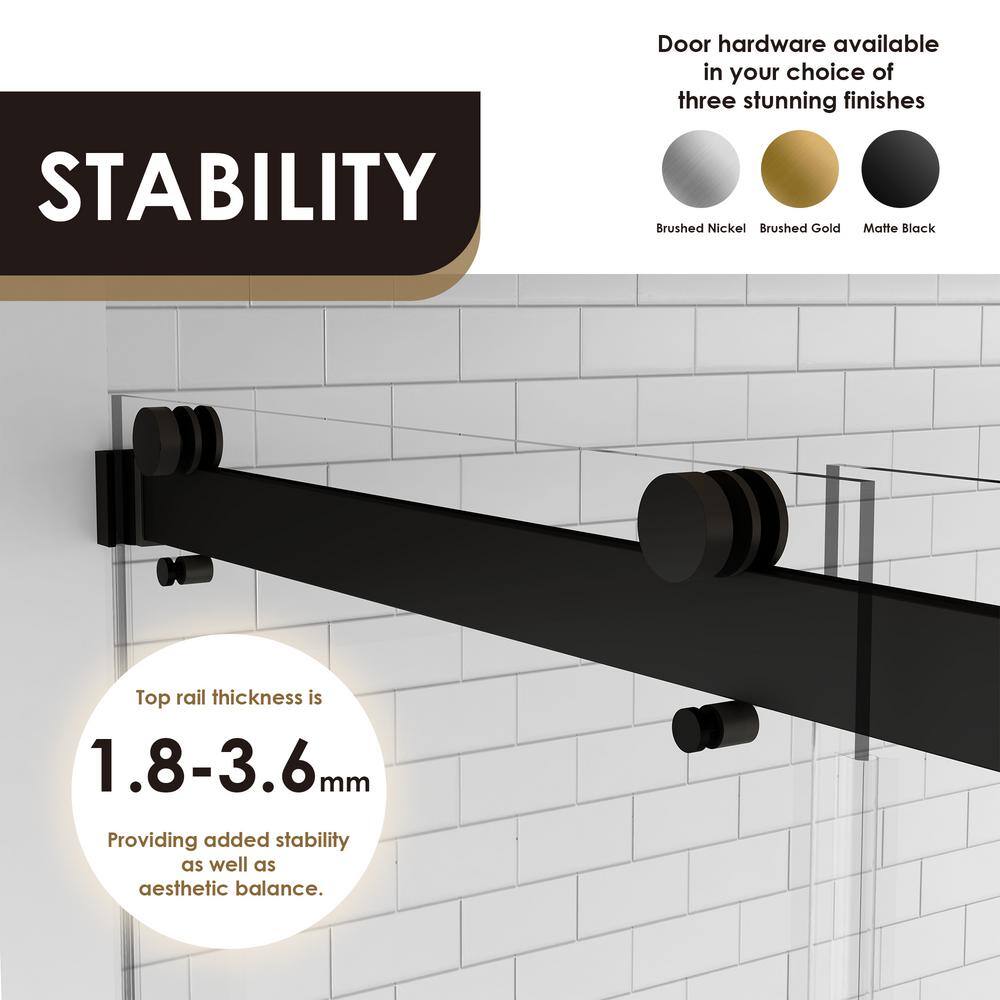 Matte Black Frameless Shower Door with Clear Glass, 48" W x 76" H