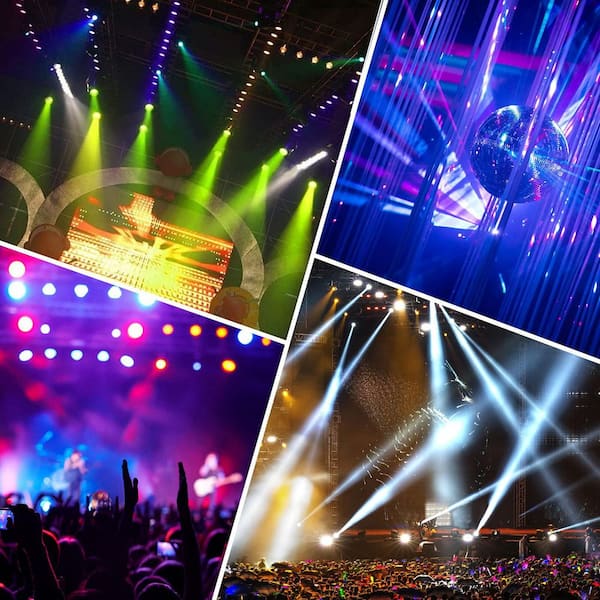 1080 Lumen Black LED Floodlight with Remote Control, Sound Activated Stage Uplight for Party, Wedding (4-Pack)