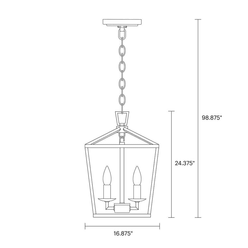 Midnight Black Mini Lantern Pendant with Candelabra Torpedo Bulbs