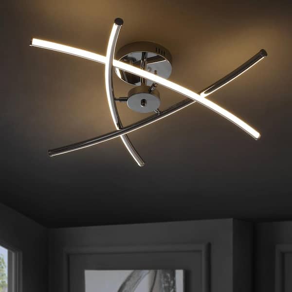 Crucis 31.5 in. Integrated LED Chrome Modern Metal Pendant