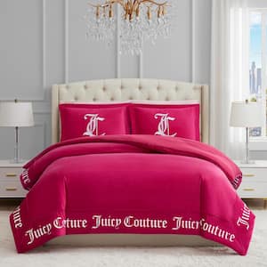 Gothic Border 3-Pcs Hot Pink Queen Reversible Comforter Set