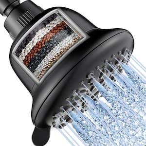 Simple 7-Spray Patterns 4.7 in. Wall Mount Adjustable Fixed Shower Head 1.8 GPM with Filter in Matte Black