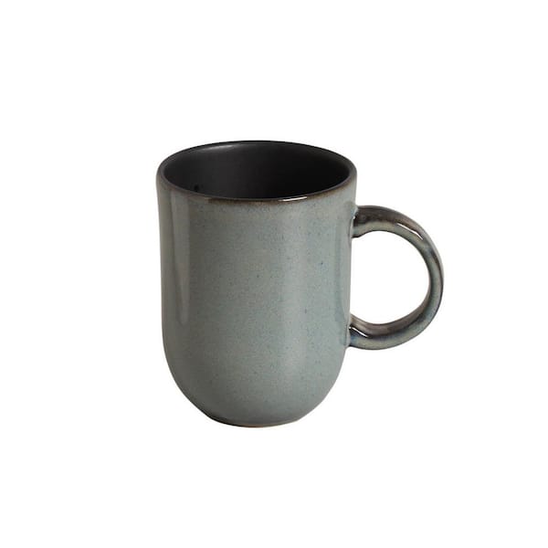 PORTO BRASIL 11.16 oz. Titanium Dark Blue Stoneware Coup Mug (Set of 4)