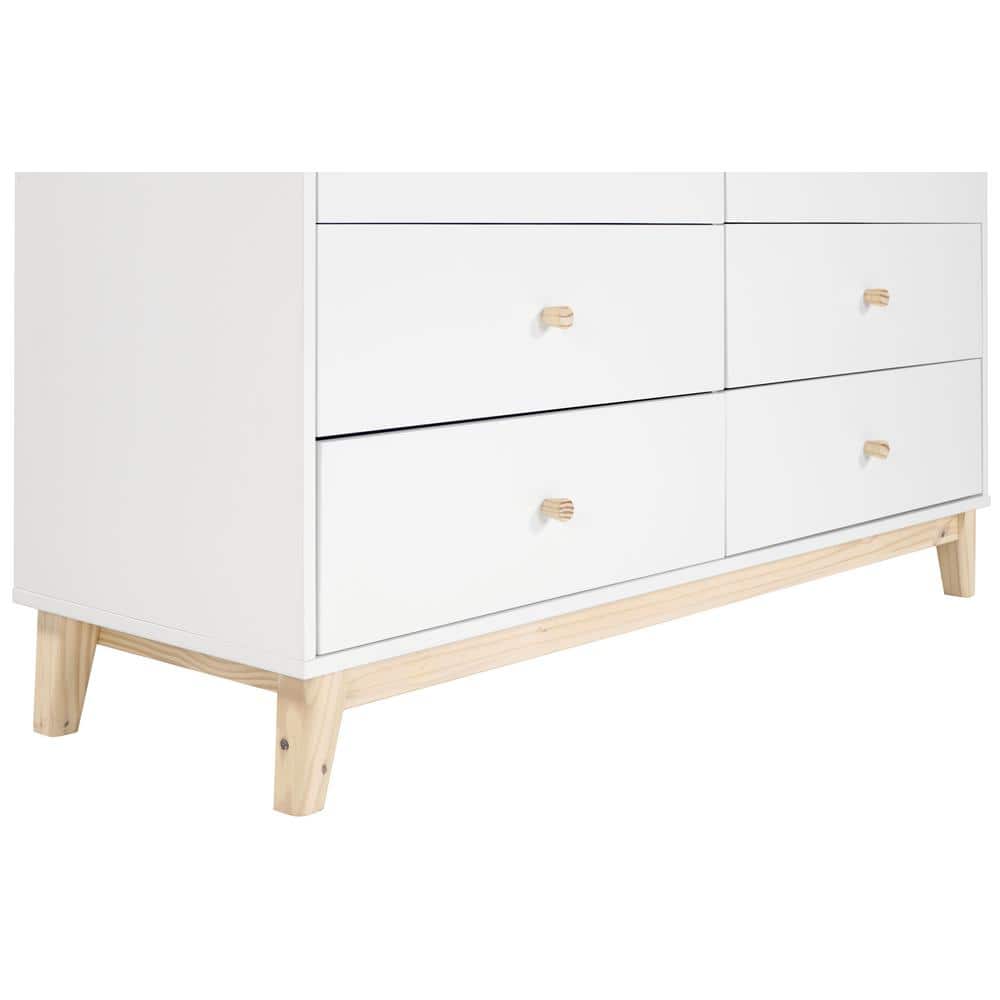 White Modern Double 6-Drawer Dresser