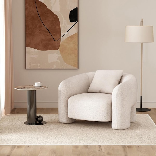 Manhattan Comfort Sylvia Modern Angora Tweed Fabric Upholstered Accent Arm Chair
