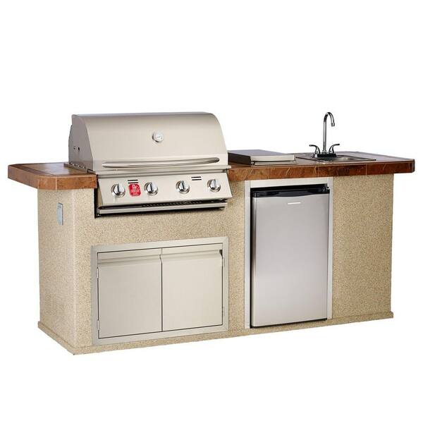 Bullet 8 ft. 4-Burner Natural Gas Grill Island in Stainless Steel