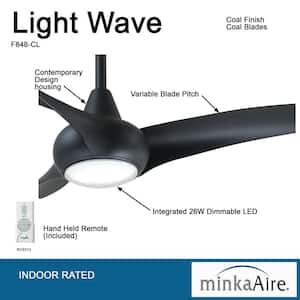 Light Wave 65 in. Integrated LED Indoor Coal Black Ceiling Fan with Light and Remote Control