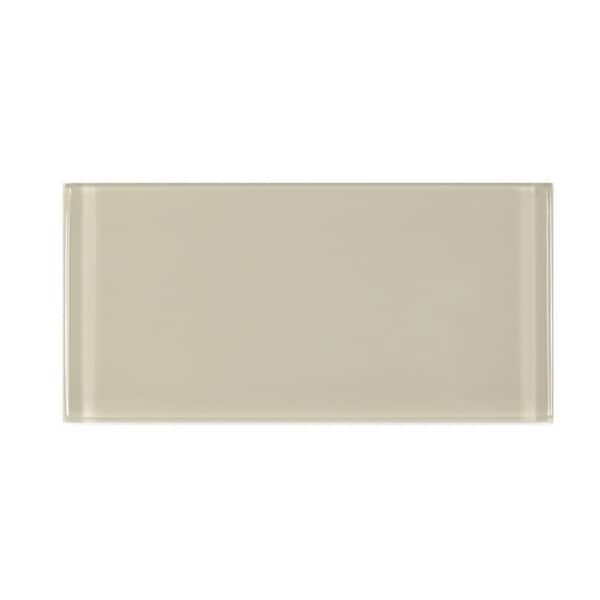 Modern Cream 3 in. x 6 in. Glossy Glass Subway Wall Tile (10 sq. ft./Case)