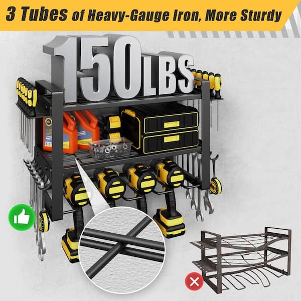 3 Tier Power Tool Organizer Wall Mount 150 lb Heavy Duty Garage
